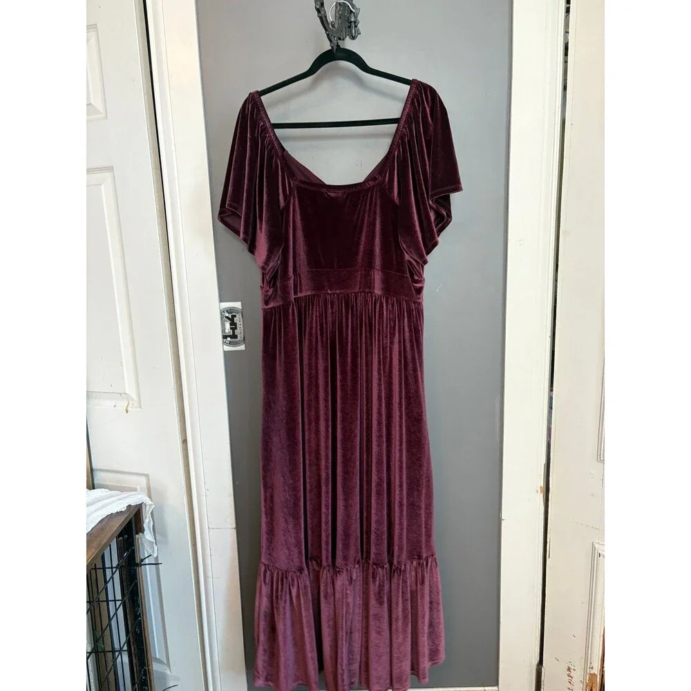 Torrid size 2 purple velvet maxi dress - Picture 5 of 6